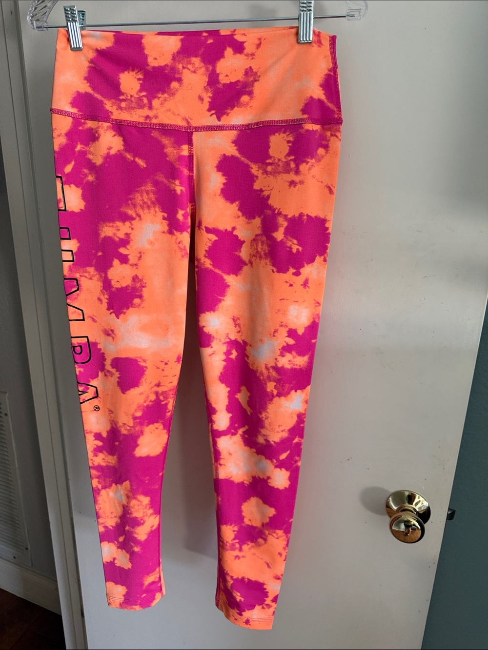 Zumba Fitness Neon Pink & Orange Tie-Dye Leggings